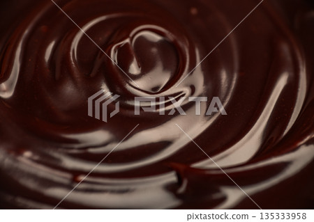 Melted Dark Chocolate Swirl Texture Background 135333958