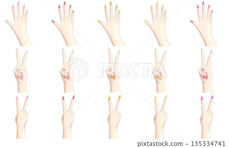 Glitter nail illustration set (warm colors) 135334741