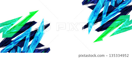 Modern Technology or Sports Background with Blue and Green Abstract Energy Shapes on White Background 135334952