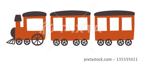 可用於兒童的紅色復古火車插畫素材 135335011