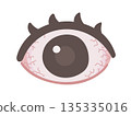 Illustration material of bloodshot eyes showing tiredness and inflammation 135335016