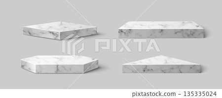 3D set of geometric marble platforms 3D set of geometric marble platforms 135335024