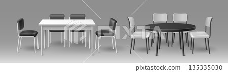 3D tables and chairs mockup isolated on background 135335030