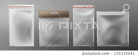 Transparent plastic bags with zipper closure 135335041