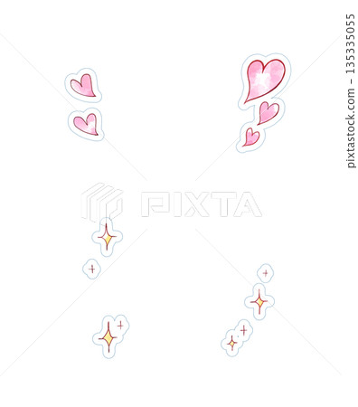 Heart mark, glitter, watercolor style, sticker style 135335055
