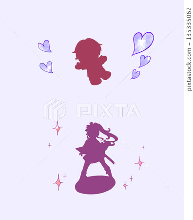 Oshinui 美麗少女身影紫色剪影影像 135335062