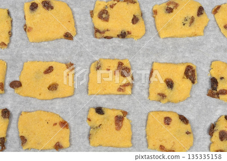 Unbaked zaletti cookies with raisins Unbaked zaletti cookies with raisins 135335158