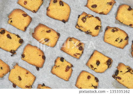 Baked Zaletti cornmeal cookies with raisins Baked Zaletti cornmeal cookies with raisins 135335162