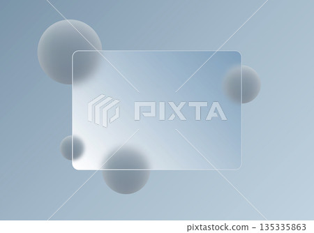 Abstract grey background with frosted glass and blurred dark spheres. Eps 10 135335863