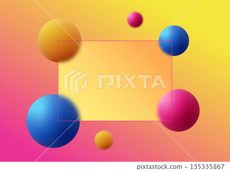Abstract yellow-pink template with frosted glass and contrasting round shapes. Eps 10 Abstract yellow-pink template with frosted glass and contrasting round shapes. Eps 10 135335867