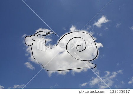 Snail cloud art in blue sky 135335917