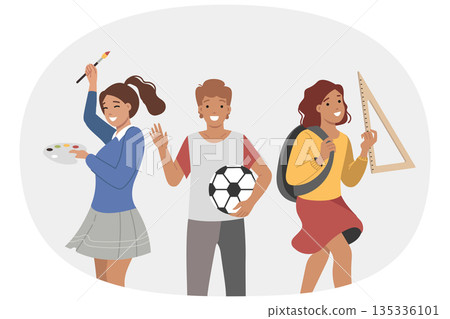 Children with different predispositions choose life path, between football and geometry or art Children with different predispositions choose life path, between football and geometry or art 135336101