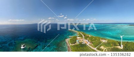 Panoramic photo of Miyakojima, from Nishihennazaki to Ikemajima Panoramic photo of Miyakojima, from Nishihennazaki to Ikemajima 135336282