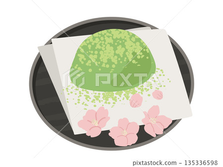 Uguisu mochi on a plate 135336598