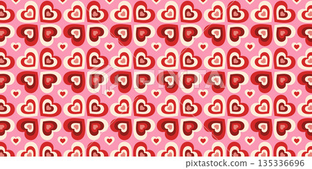 Pink Retro Heart Seamless Pattern Pink Retro Heart Seamless Pattern 135336696