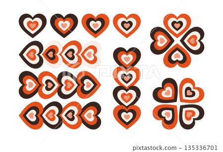Hearts Retro Clipart Set 135336701