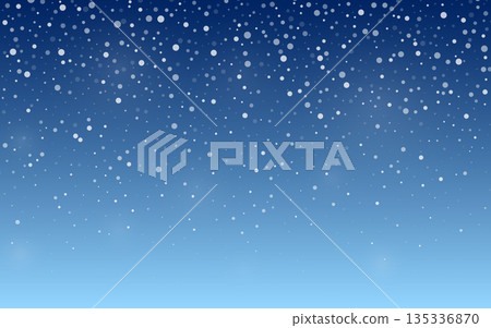 Falling snow on a blue gradient background of the night sky. Winter scene for a Christmas card, holiday banner, seasonal social media post, festive presentation, and winter holiday template. Vector Falling snow on a blue gradient background of the night sky. Winter scene for a Christmas card, holiday banner, seasonal social media post, festive presentation, and winter holiday template. Vector 135336870