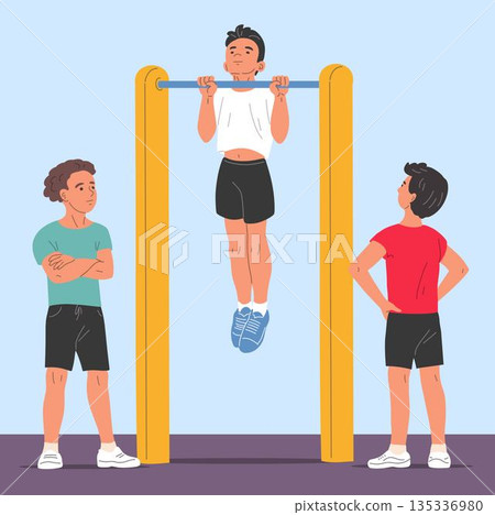 Boys children fitness exercise sport outdoor health training 135336980