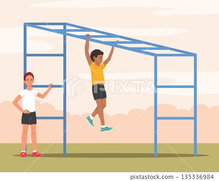 Boys children fitness exercise sport outdoor health activity 135336984