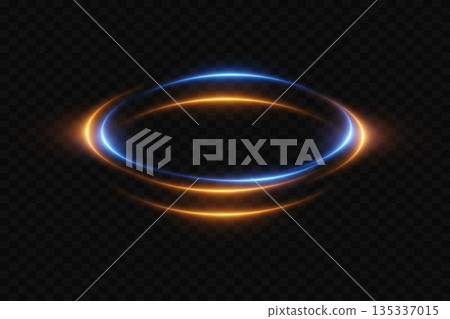 Neon glowing portal of light. Circle light effect. On a transparent background. Neon glowing portal of light. Circle light effect. On a transparent background. 135337015