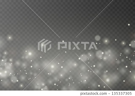 White glowing stars and sparks, glitter effect. 135337305