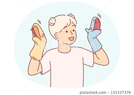 Little girl makes theatrical performance using animal-shaped gloves and acting out skit Little girl makes theatrical performance using animal-shaped gloves and acting out skit 135337376