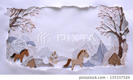 靜靜的雪，還有一匹行走的毛氈馬 135337584