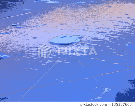 Early morning frozen lake and snow flakes (afr20260110064116) 135337663