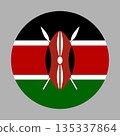 National flag of Kenya round icon. Kenya flag circle badge. Republic of Kenya flag banner, button, background, symbol, sign, sticker. 135337864
