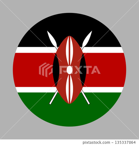 National flag of Kenya round icon. Kenya flag circle badge. Republic of Kenya flag banner, button, background, symbol, sign, sticker. 135337864