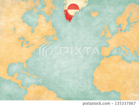 Map of North Atlantic Ocean - Denmark and Greenland Map of North Atlantic Ocean - Denmark and Greenland 135337867