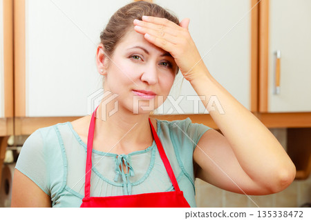 Woman suffering from headache migraine pain. 135338472