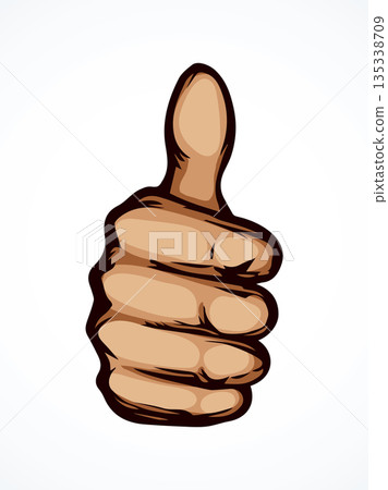 Thumb up. The sign is excellent. Vector drawing Thumb up. The sign is excellent. Vector drawing 135338709