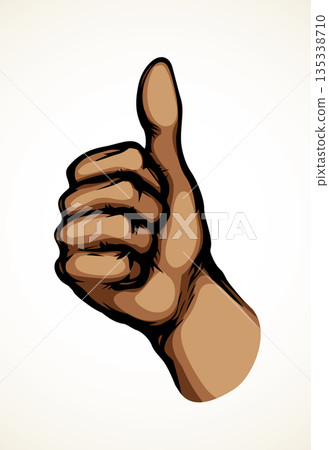 Thumb up. The sign is excellent. Vector drawing Thumb up. The sign is excellent. Vector drawing 135338710