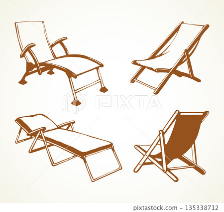 Beach chair. Vector freehand drawing 135338712