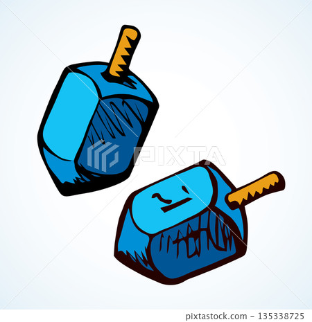 Jewish holiday symbol. Dreidel. Sketch 135338725
