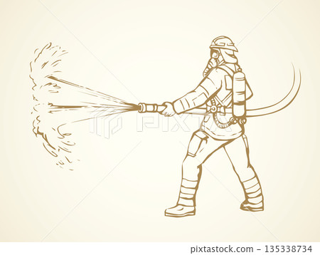 Firefighter. Vector drawing Firefighter. Vector drawing 135338734