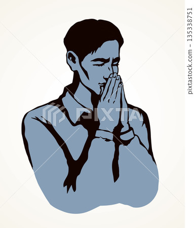 Vector image of the praying person 135338751