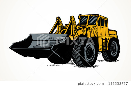 Tractor with bucket. Vector drawing 135338757