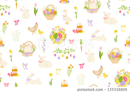 Easter elements set hand drawn illustration Easter eggs rabbit chicken goose lamb childish vector Easter elements set hand drawn illustration Easter eggs rabbit chicken goose lamb childish vector 135338809