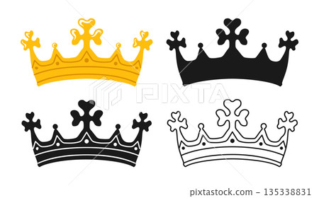 Crown royal symbol gold set luxury crown icon heraldry diverse crowns designs elements art vector Crown royal symbol gold set luxury crown icon heraldry diverse crowns designs elements art vector 135338831