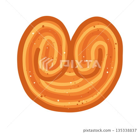 Palmier Cookie from puff sweet pastry vector illustration French hand drawn heart shaped vector 135338837