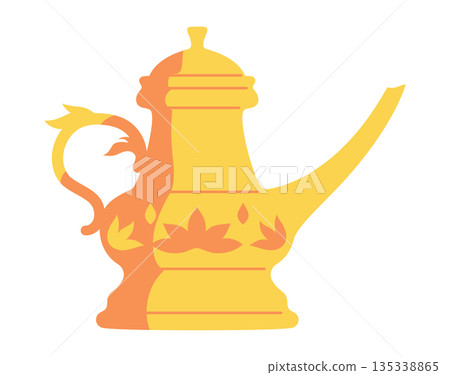 Retro teapot or kettle cartoon illustration vintage old ceramic tea kettle hand drawn vector art 135338865