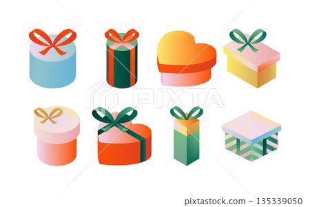 Present Gift Box Isometric Objects 135339050