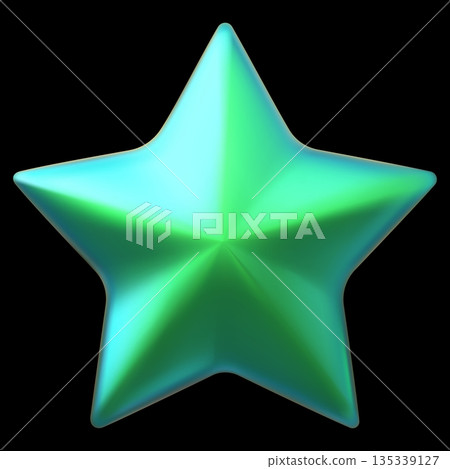 Green five-pointed star realistic 3D vector design, cyber chrome space galaxy emoji, sparkle element, game award rating Green five-pointed star realistic 3D vector design, cyber chrome space galaxy emoji, sparkle element, game award rating 135339127