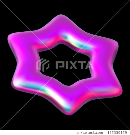 Pink holographic star realistic 3D vector design, iridescent space galaxy emoji, Y2K sparkle element, rating achievement Pink holographic star realistic 3D vector design, iridescent space galaxy emoji, Y2K sparkle element, rating achievement 135339159