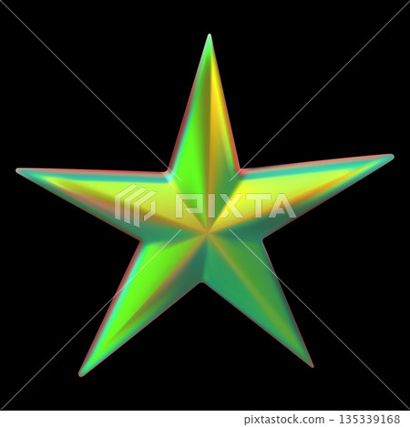 Green holographic sparkle star 3D vector, Y2K chrome five-pointed star iridescent effect, space emoji, animation design Green holographic sparkle star 3D vector, Y2K chrome five-pointed star iridescent effect, space emoji, animation design 135339168