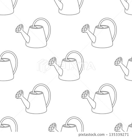 seamless outline pattern of watering can seamless outline pattern of watering can 135339271