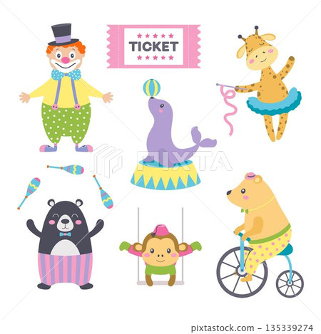 cartoon circus set, flat style cartoon circus set, flat style 135339274