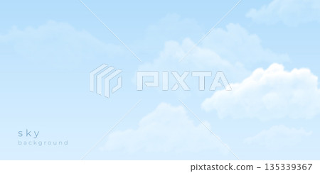 Realistic wallpaper with a daytime blue sky and white fluffy clouds. 135339367